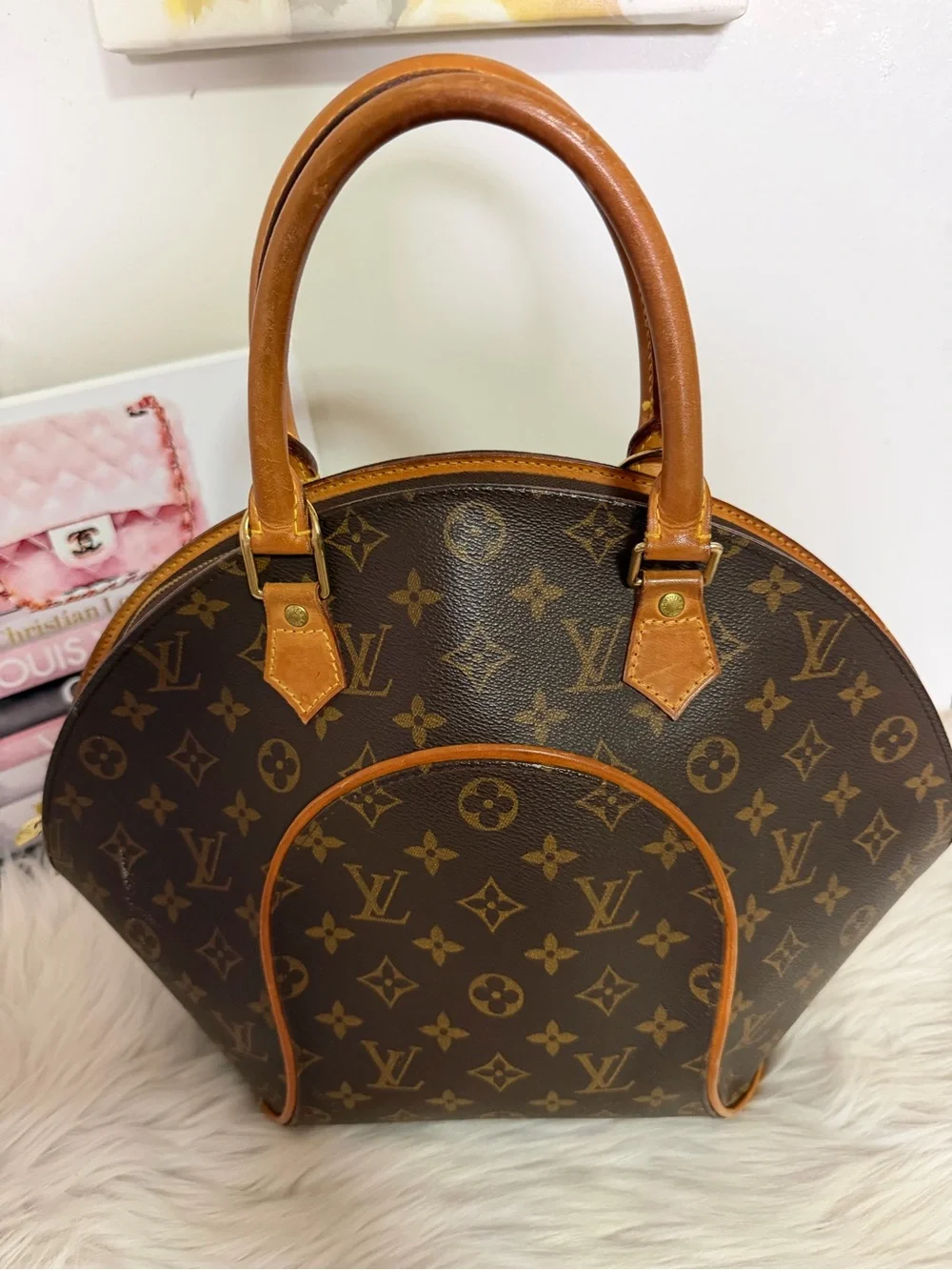 Louis Vuitton Ellipse Brown Monogram Dome Satchel Bag.